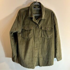 SILVER JEANS Sz M Shirt Boyfriend Fit Corduroy Seam Pockets Unlined Buttons NWOT